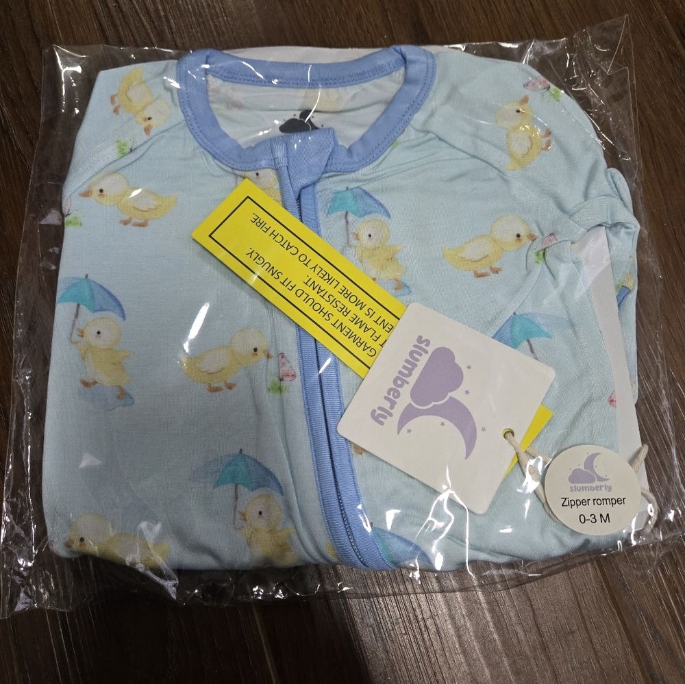 🦆 Slumberly Baby Duck Pajamas | New in Bag | 0-3 Months